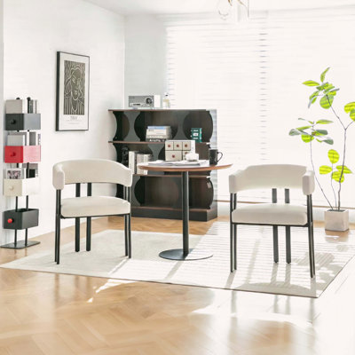 Chaise de salle à manger tonneau moderne avec similicuir et structure en métal, ensemble de 2