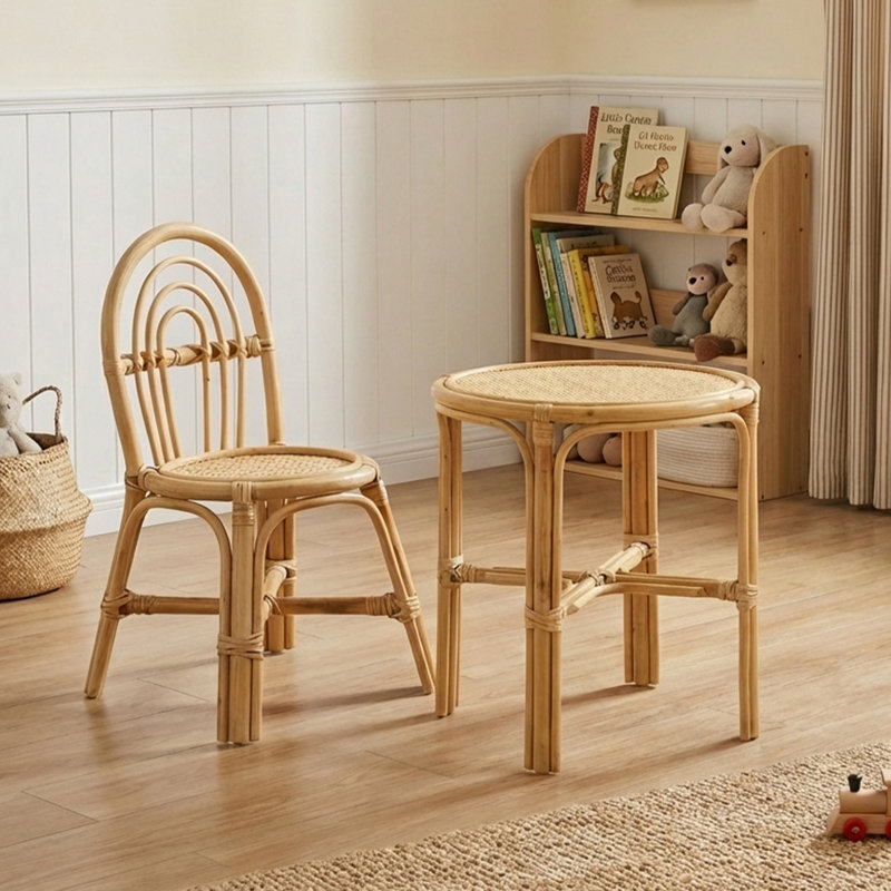 Ensemble 2 pièces de table et chaises en rotin