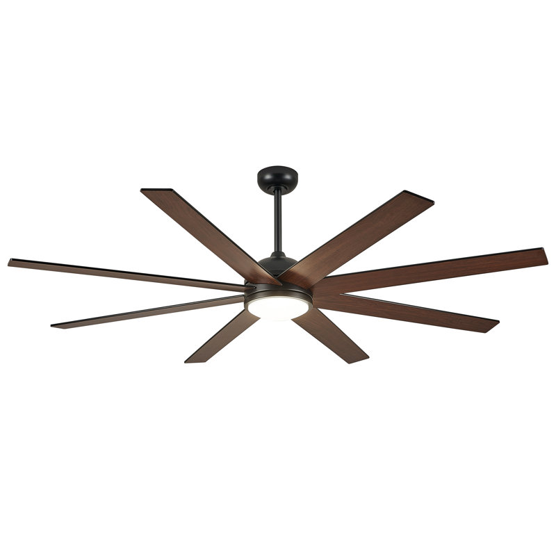 Cissline 65" Black Modern Ceiling Fan With Light and Remote Control for Living Room