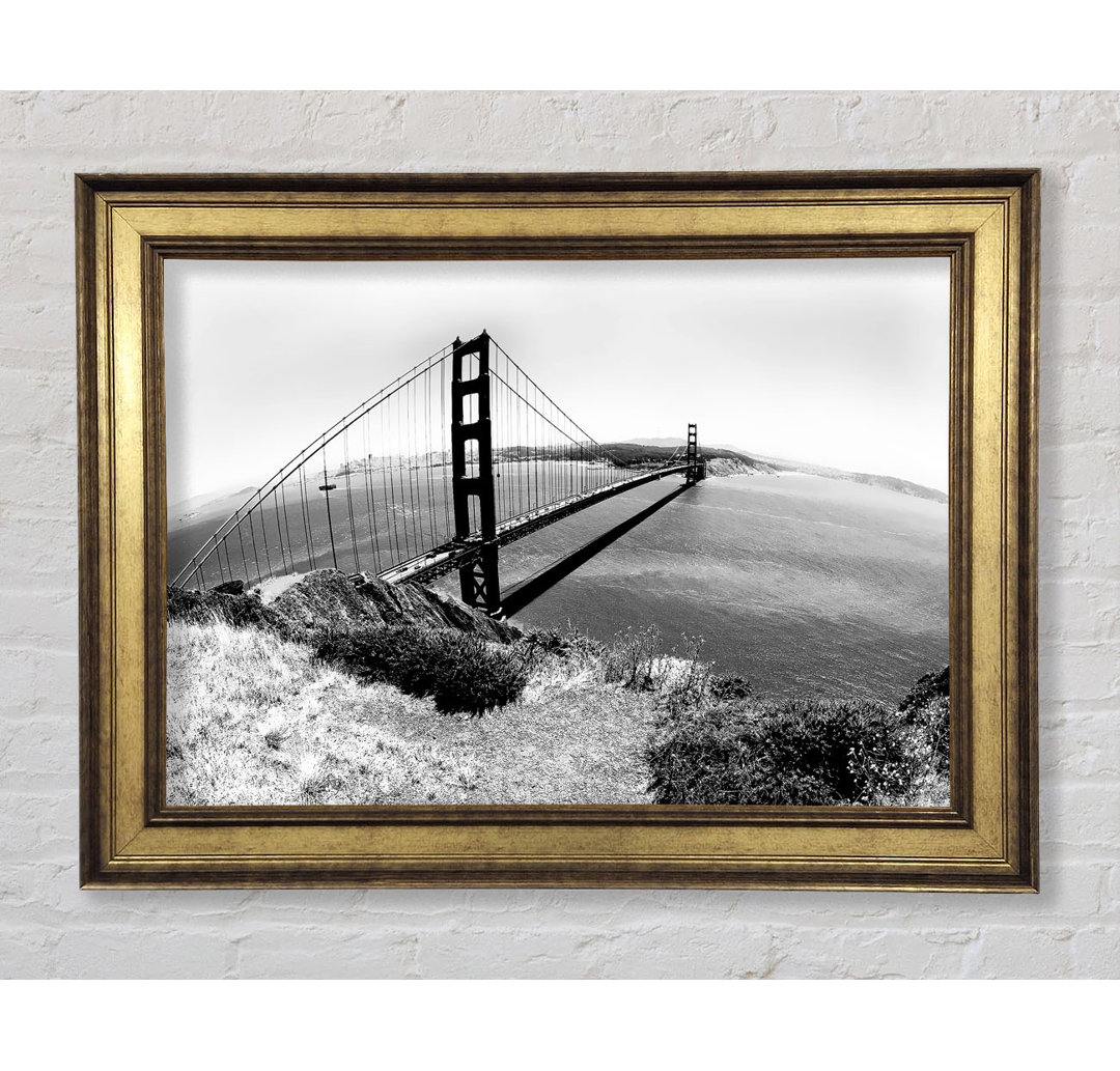 San Francisco Bridge B N W Across The Waters - Einzelne Bilderrahmen Kunstdrucke