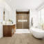 Porte de douche coulissante de demi-cadre avec verre transparent l 60 po x H 70 po-109514600