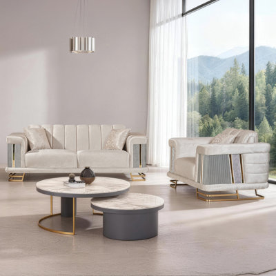 Ensemble canapé et fauteuil Regent - Argent