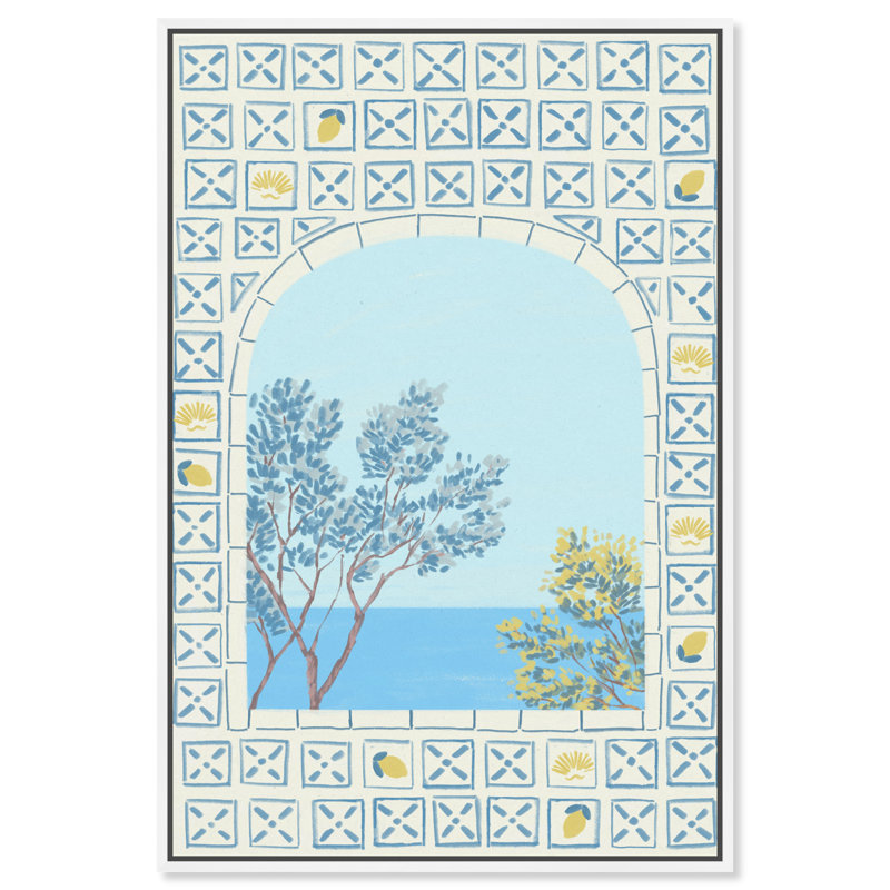 Mediterranean Window Print by Oliver Gal, 16"H x 11"W, White Floater Frame