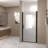 Shower Door  - Matte Black Aluminum Frame Material, Half Frame,1/4"(6Mm) Tempered Glass Explosion Proof Film-122071493