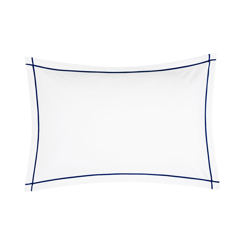 Classic Hotel 100% Cotton Shams, white/ navy, King