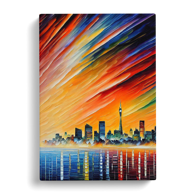 City Skyline At Sunset No.4 - Wrapped Canvas