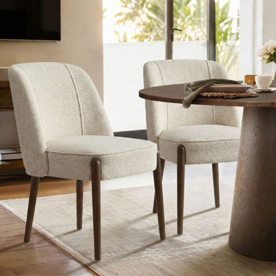 Upholstered Side Dining Chairs With Solid Wood Legs