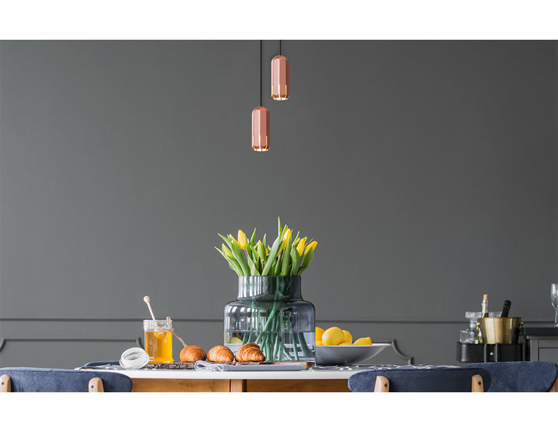Brixton 1 - Light LED Pendant, 8" H x 1.75" W x 1.75" D, Copper