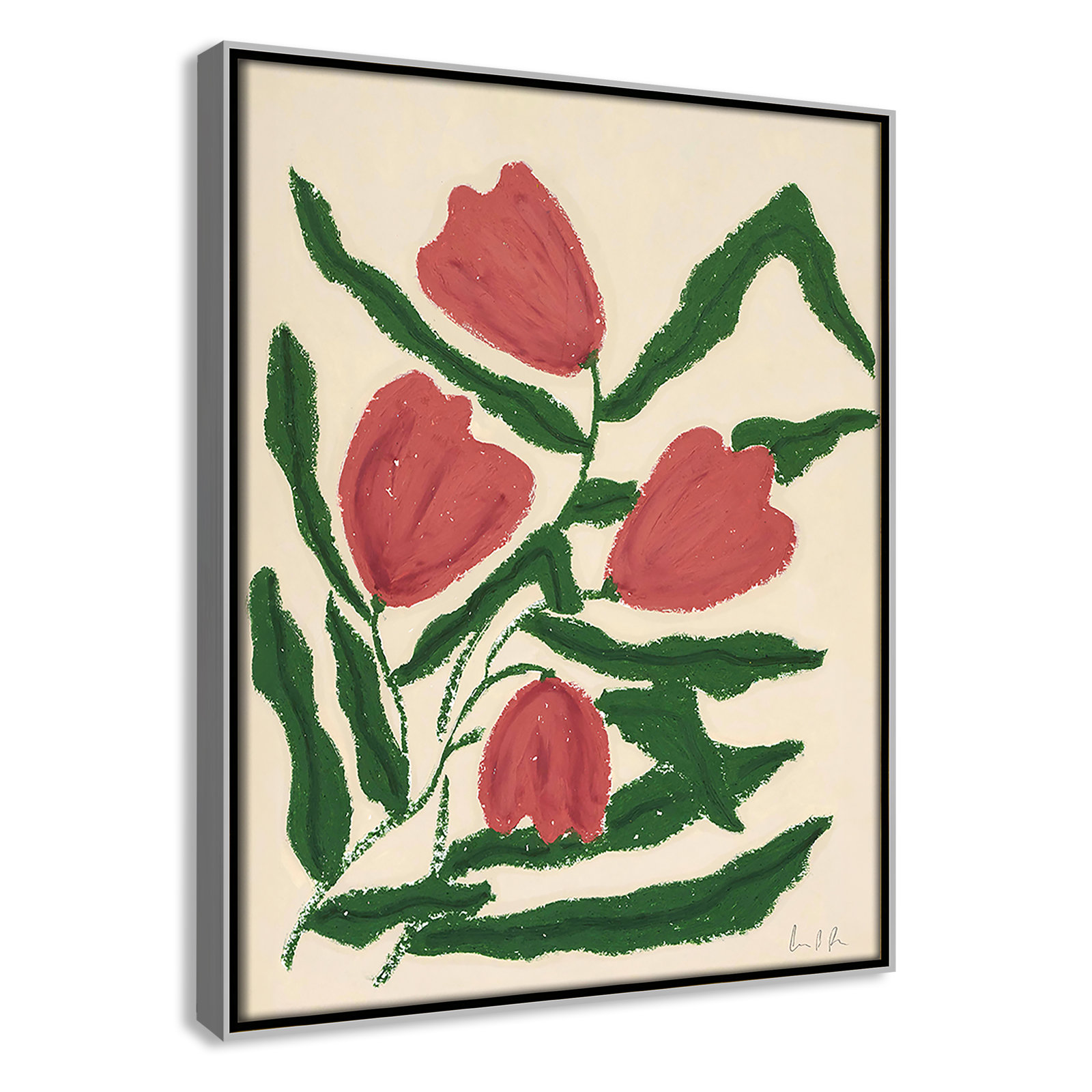 Red Tulips  Print by Camilla Bergqvist, Silver, 15.5" H x 12.5" W