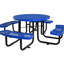 Table de pique-nique d'extérieur en acier de 46 po, bleu, avec porte-parapluie, idéale pour les pique-niques, le camping, le barbecue, le support de table de pêche bleu, une table convenable,
