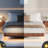 Floating Bed Frame For King With Walnut - Tinted Wood And Led Lights Mood Setting, Wave Pattern Texture, Metal Slats Structure, No Box Spring Installation, Invisible Suspension Design Feature, Smart-1475723401-1475723402