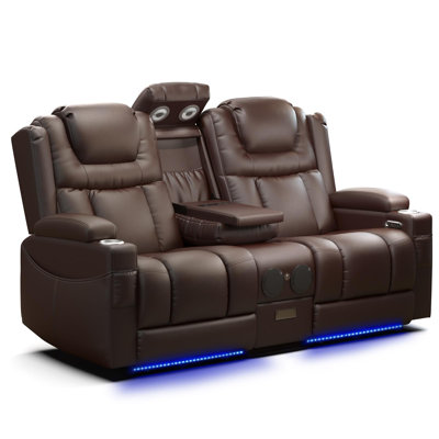 Zero Wall  Power Reclining Loveseat With Flip Back Console,LED Light, USB Ports & LED Light