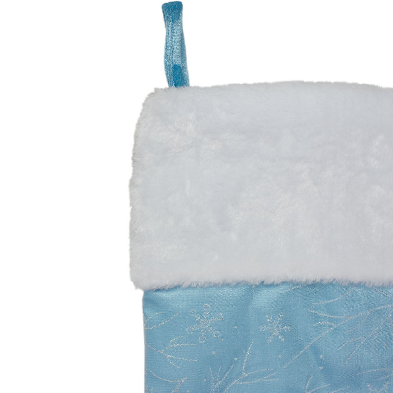 Chaussette de Noël en forme de flocon de neige 21 po bleu et blanc scintillant