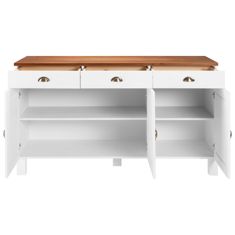 Edgarton Solid Wood Sideboard, White/Honey