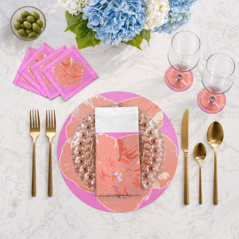Sous-verres ronds en cuir Hibiscus Orchid, Orchidée