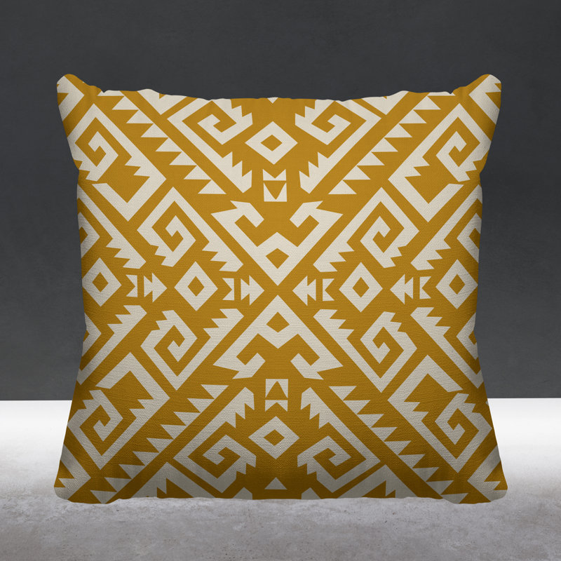 Coussin intérieur / extérieur Chitto Southwestern, L 19 po x H 19 po, Jaune
