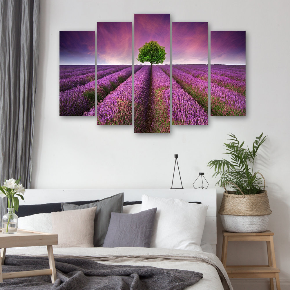 Leinwandbild Flower Meadow Lavender Landscape