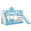 Lit superposé simple au-dessus de simple, lit superposé château avec 2 tiroirs, 3 tablettes et glissade, lit superposé en bois massif-1716009920-1716009922