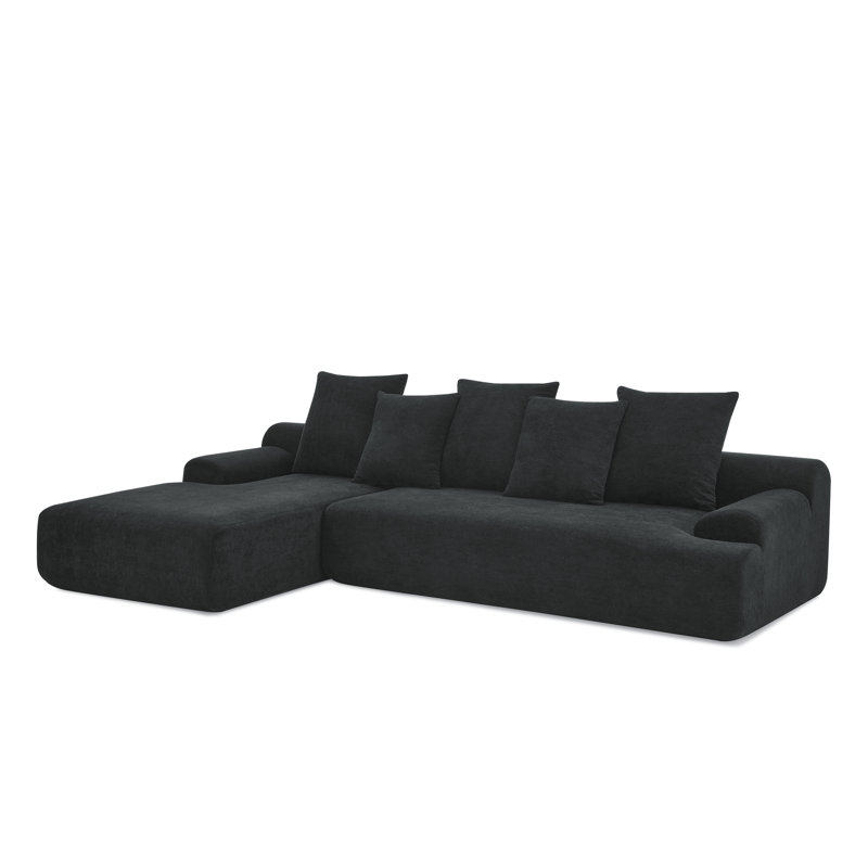 Modern Upholstered L-Shape Sectional Sofa, Black