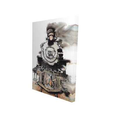 Vintage Train - Beige Canvas Transportation Home Decor