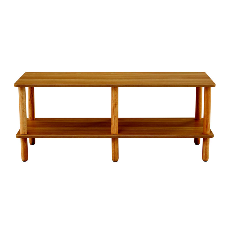 Modern 2-Tier Tv Stand For Living Room Furniture,Rectangular Centre Table With Open Storage Shelf,Rounded Rubberwood Legs,Stable And Durable,Easy Assembly