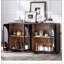Grande armoire-buffet à 4 portes avec portes en verre, conception arquée et tablettes réglables pour un usage domestique polyvalent-129703212