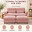 Canapé modulable 2 places en chenille Deerwood de 176 cm de large avec 2 poufs, coussins à volants et coussins lombaires-51657604