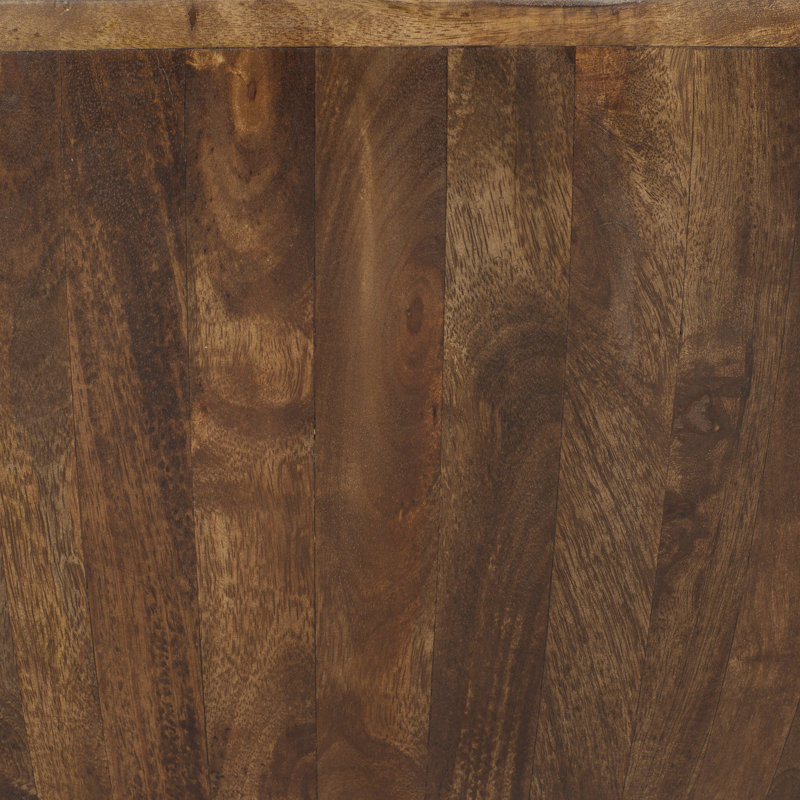 Solid Mango Wood Drum Coffee Table, Walnut