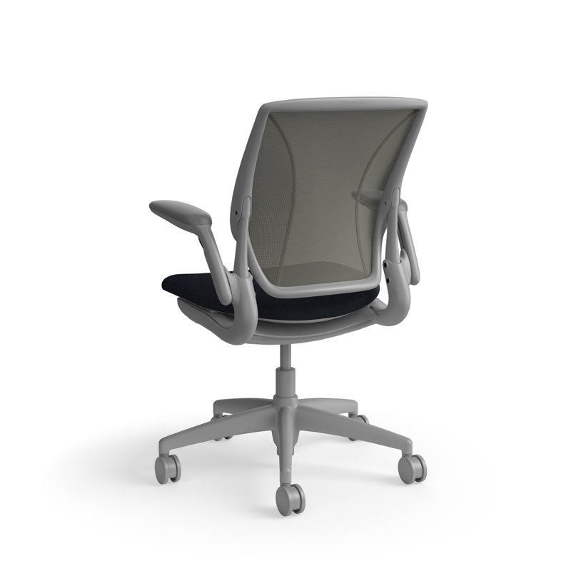 World LM, Ergonomic Task Chair with Poppy Seed Backrest, and  Autumn Upholstered Seat, Gray, Blue Fabric, Gray Mesh