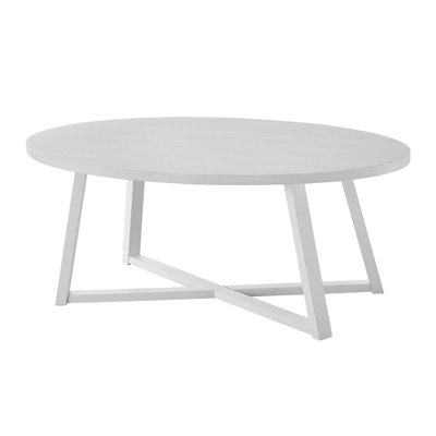 Modern Harmony Wood Oval Coffee Table, White
