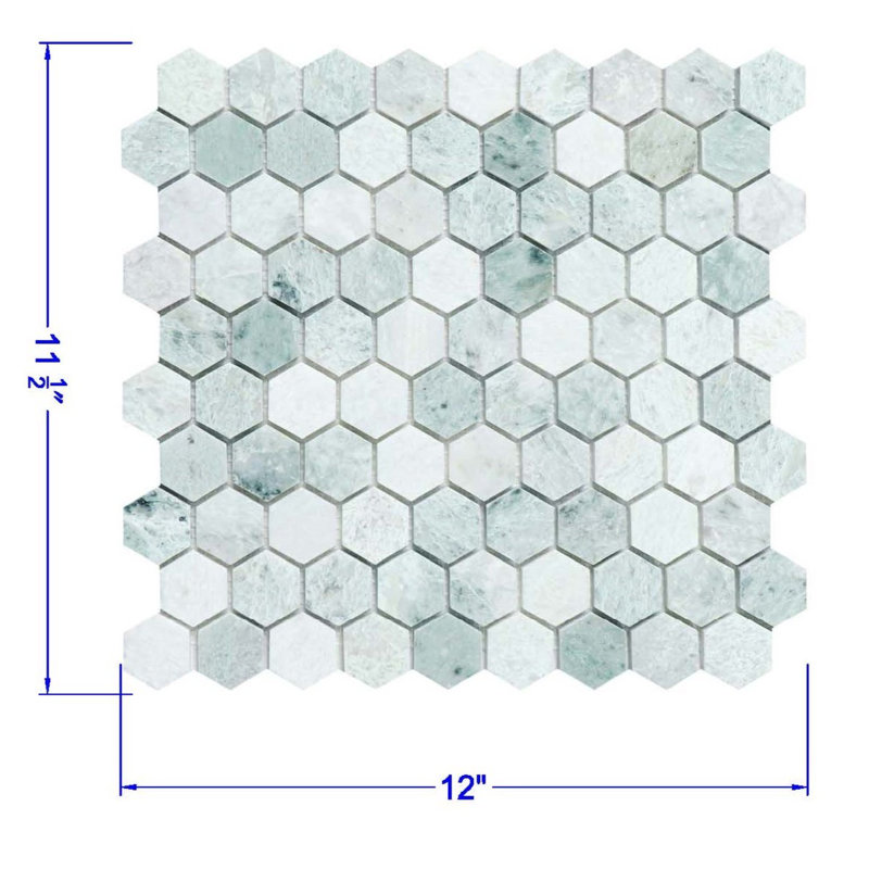 Carreau de mosaïque en marbre et mur de marbre 1,25 "x 1,25", Ming Green