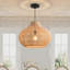Luminaire suspendu dôme en rotin naturel tissé à la main 1 lumière 13,7 po Boho