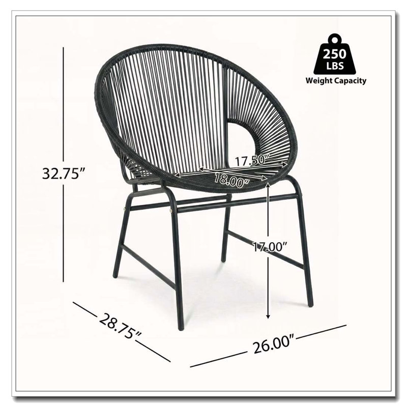 Ensemble de chaises de patio en osier, Noir