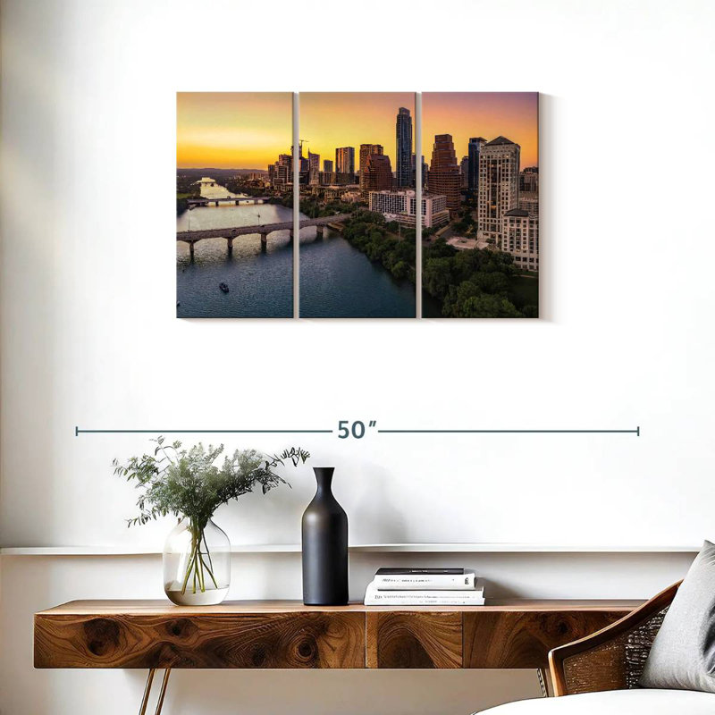 Skyline de Sirci Austin au crépuscule, H 20 po x l 33 po