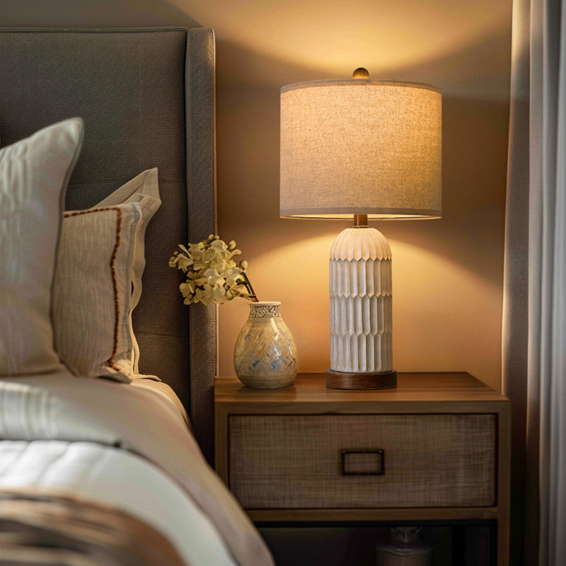 22.5"resin Farmhouse Table Lamp,usb Port,living Room,bedroom,office,study,traditional Lamp