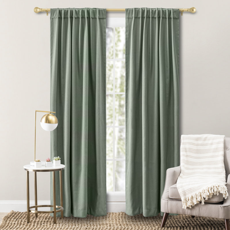 Cedarpoint Elegant Striped Design Rod Pocket Room Darkening Curtain Panel, 54" W x 63" L, Green