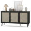 Buffet Buffet avec 3 portes en rotin, armoire de rangement moderne pour le salon (grand, noir)-559945239