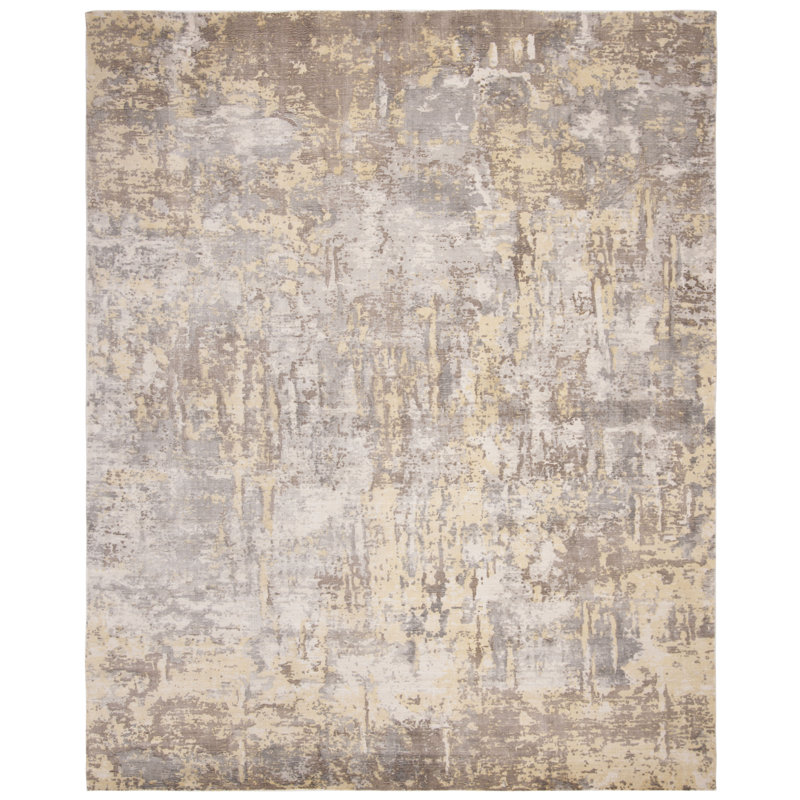 Tapis gris tissé à plat à la main Mcelroy, Rectangle 9 pi x 12 pi
