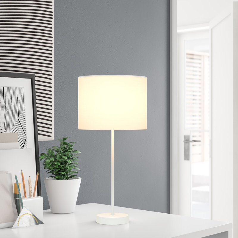 Sassy Metal Table Lamp, White/White