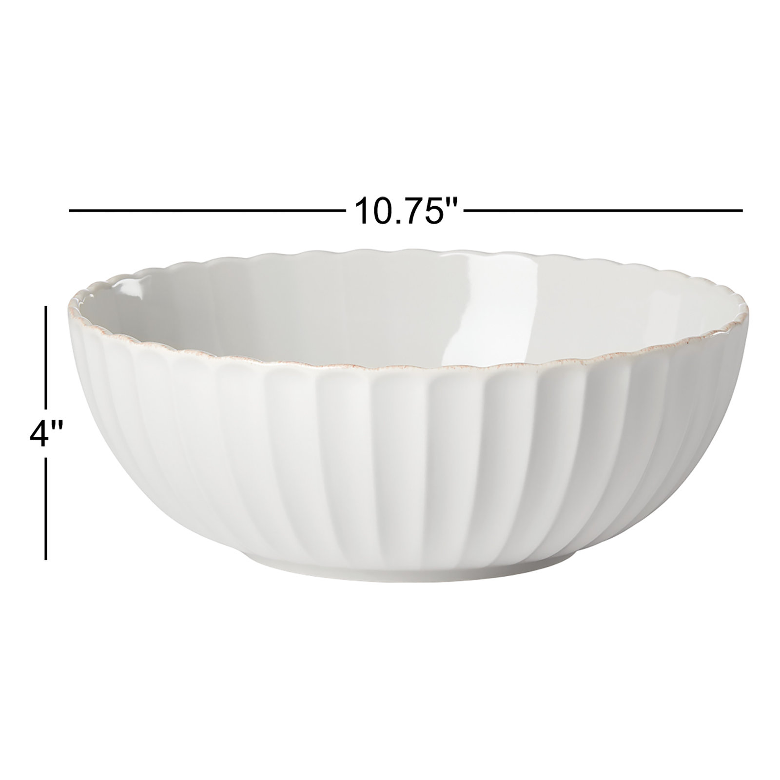 French Perle Scallop White Serving Bowl