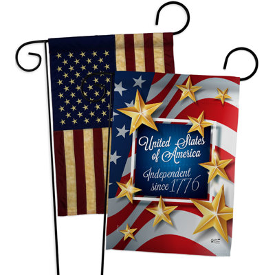 Double Sided 18.5'' H x 13'' W Polyester Independence Day Garden Flag