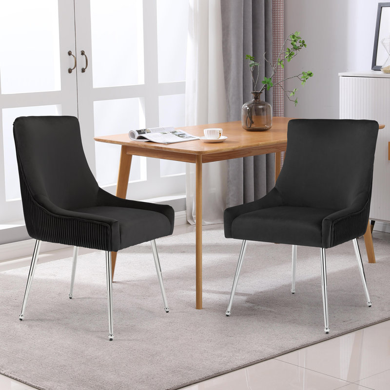 Chaise d'appoint rembourrée en velours avec pieds argentés , Noir, Argent