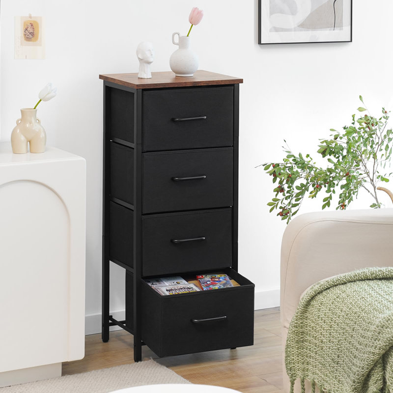 Commode 4 tiroirs, Noir / marron rétro