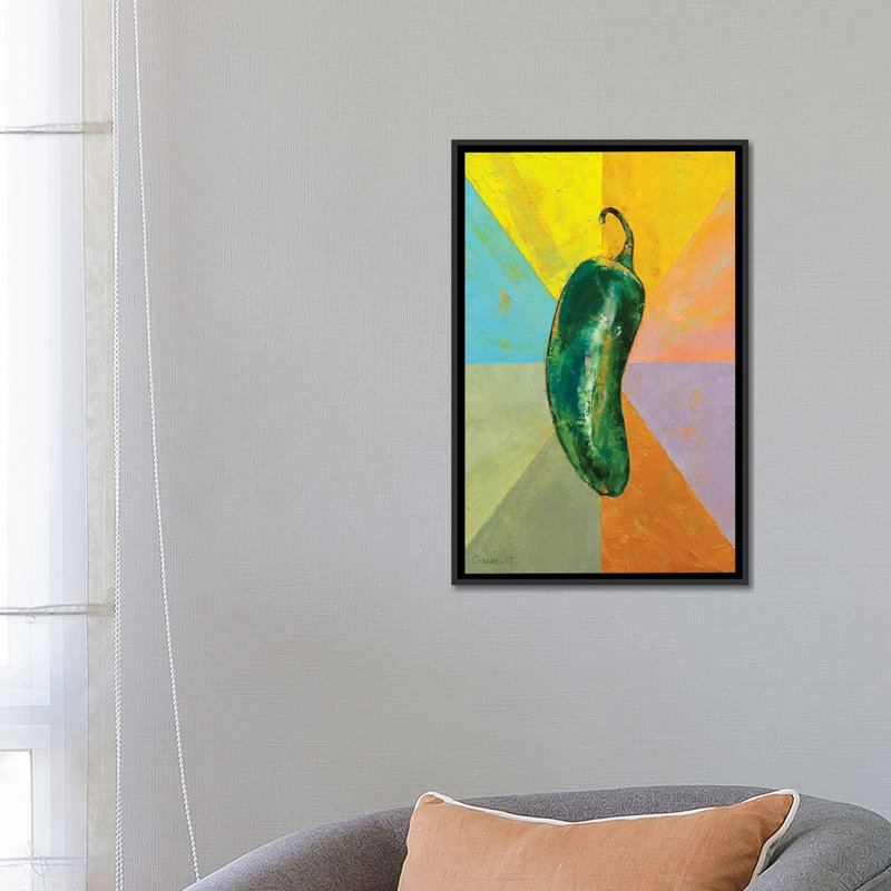 «Jalapeno», reproduction sur toile, H 26 po x l 18 po x P 1,5 po, Toile avec cadre noir, Pas de tapis