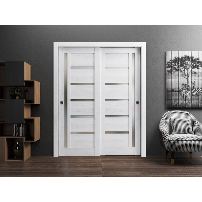Portes à panneaux coulissantes à panneaux Quadro, 48 po x 80 po, Blanc nordique