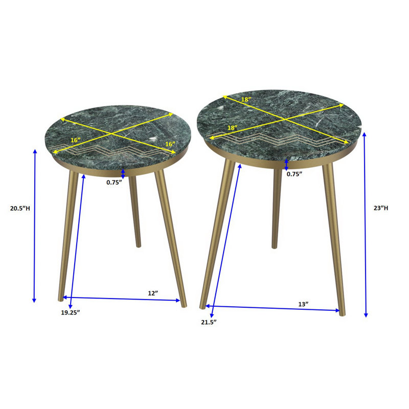 Tables gigognes 23 "de hauteur 3 pieds