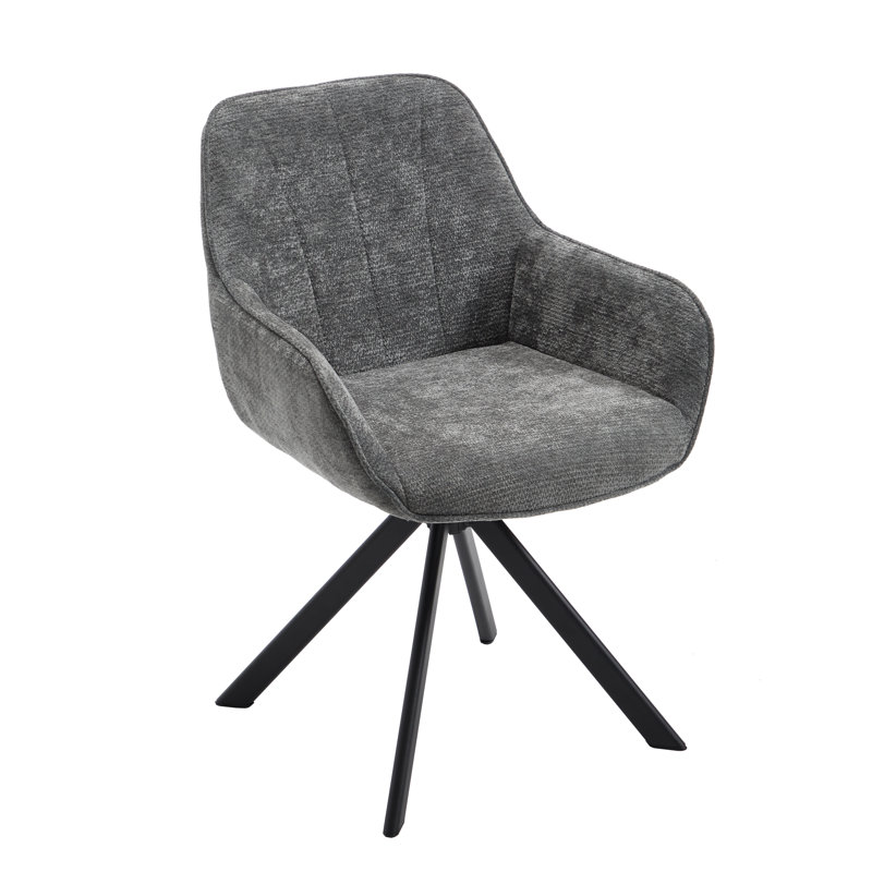 40cm H Upholstered Upholstered Back Side Chair (Set of 8), Dark Grey