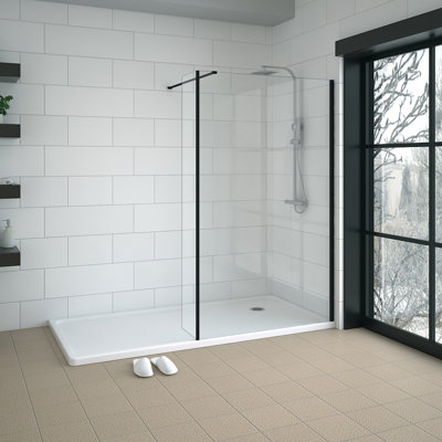 Walk In Shower Enclosure Wet Room 1200mm Glass Screen with 300mm Return Panel