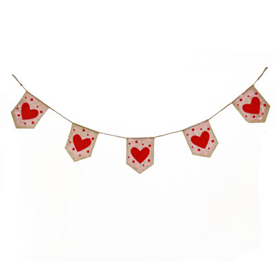 6 ft. Valentines Red Hearts and Dots Garland