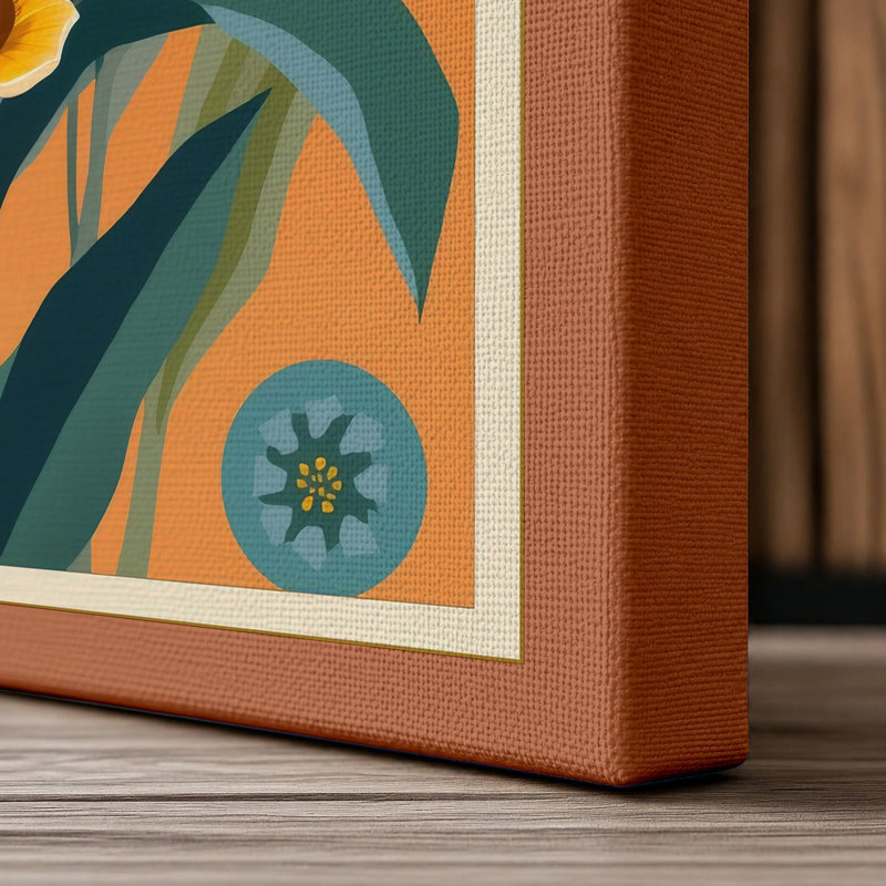 Triptych Botanical - Wrapped Canvas, Terracotta Border, 30x20 - 76.2 x 50.8 cm